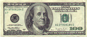 Ben Franklin 100 dolláros számla